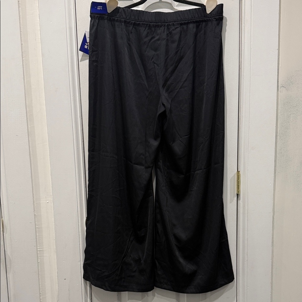 JoyLab Black Wide-Leg Track Pants with Cream Side Stripes - Picture 6 of 8